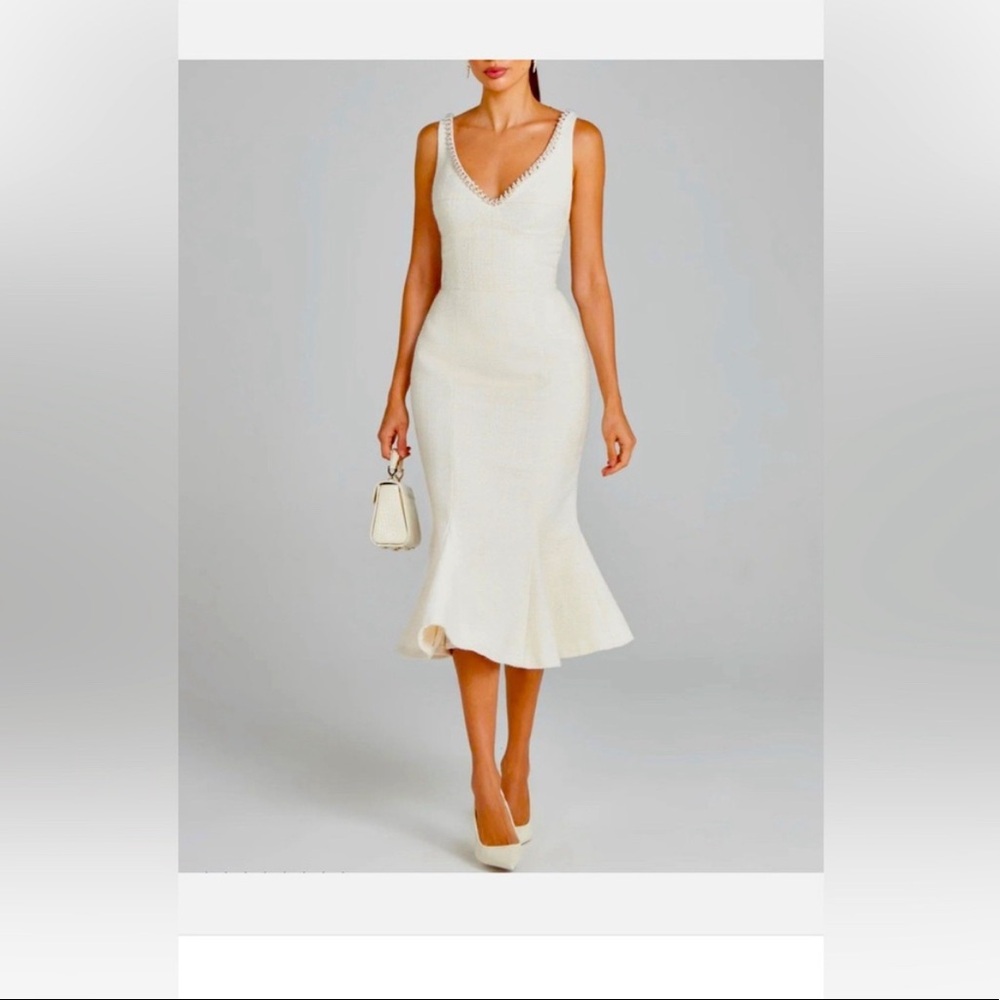 Nadine Merabi Penelope Ivory Midi Dress. Size M. Brand new with box and tags.